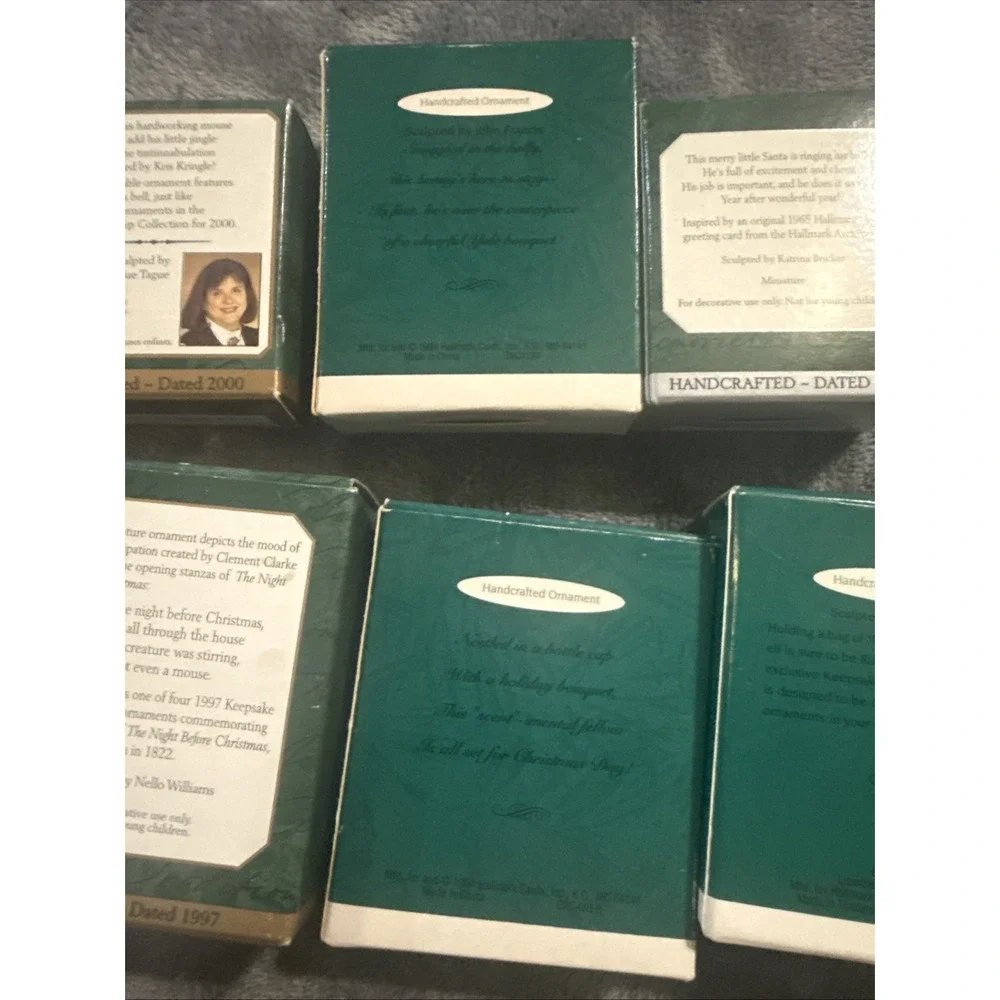 Vtg Hallmark Keepsake Set of 6 Miniature Ornaments Kringle Bells Rudolph Helper‎